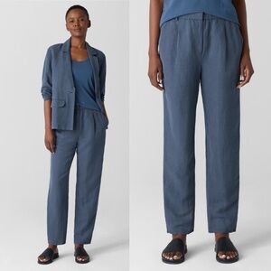 NWT Eileen Fisher Linen Silk Twill Tapered Pant Easy Fit, Ankle Length Sz L